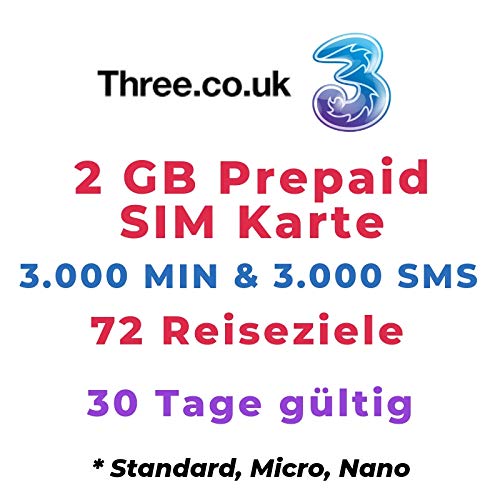Three UK Prepaid Europe SIM with up to 12GB data for 42 countries for 30 days