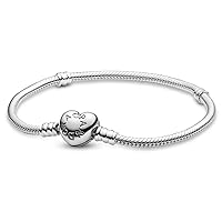 Heart Clasp Snake Chain Silver for Women 7 Inches