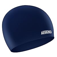 Aegend Unisex Swim Caps Silicone Swimming Cap Adult for Men, Women, Youth, Easy to Put On and Off, 2 Sizes to Choose