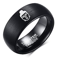 8MM Detailed Buddha Tungsten Carbide Wedding Band Fashion Ring