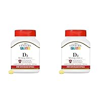 21st Century D3 2000 IU Softgels, 250 Count (Pack of 2)