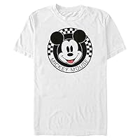 Disney Classic Mickey Mouse Checkered Men's Tops Short Sleeve Tee Shirt, White, 3X-Large Big Tall