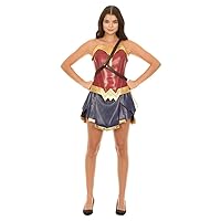 Women's DC Comics Wonder Woman Warrior Corset Skirt Halloween Cosplay Costume Set