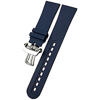 23mm Fluorous Rubber Soft Watch Band Replacement for Blancpain Fifty Fathoms 5000 5015 Black Strap Watch Bracelets (Color : Long Blue 2, Size : 23mm)