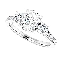 3-Stone Moissanite Ring, Oval 2.0CT, Moissanite Engagement Ring/Moissanite Wedding Ring/Moissanite Bridal Ring Set, 925 Sterling Silver, Perfact for Gift Or As You Want
