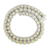 at 55 Ct Asscher Cut Citrine & Dioamond 14k White & Yellow Gold Over Halo Tennis Wedding Necklace 16