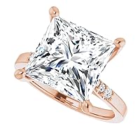 10K Solid Rose Gold Handmade Engagement Ring 5 CT Princess Cut Moissanite Diamond Solitaire Wedding/Bridal Ring for Womens/Her Bride Ring