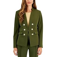 Tahari ASL Women's Faux Double-Breasted Jacket (Olive, 14)