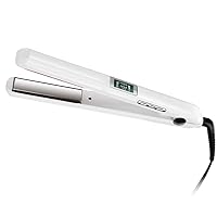 JUKEY Hair Straightener Infrared with Ultrasonic Care Iron Cold Treatment, Recovers Damaged Hair and Shiny Hair Restoration, LCD Display, Dual Voltage, Auto Off -White