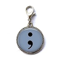 SEMI Colon Suicide Awareness Depression Awareness My Story's Not Over Charm Jewelry Friend Gift Bracelet Pendant Zipper Pull Charm with Lobster Clasp Art Photo Zipper Pull Jewelry
