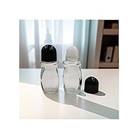 2 Packs Roll On Glass Bottles For Essential Oils, Perfume Roller Bottles with Plastic Roller Ball Empty Deodorant Containers Roller Ball Bottles For Fragrance Cosmetics (50ml/1.69Oz)