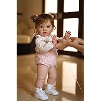 Angelbaby Big Reborn Realistic Baby Doll Reborn Toddler Girl 26 Inch Real Life Newborn Silicone Doll Lifellike Weighted Cute Princess Babies That Look Real Children Doll for Girl Boy Toys