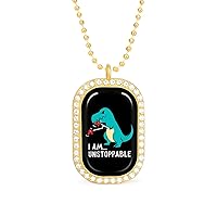 I Am Unstoppable T-rex Womens Diamond Necklaces Alloy Pendants Trendy Dainty Jewelry Gifts