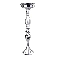 Homeford Tall Candle Holder Stand Metal Centerpiece, 21-Inch (Silver)