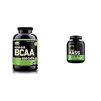 OPTIMUM NUTRITION Instantized BCAA Capsules, Keto Friendly Branched Chain Essential Amino Acids with Serious Mass Weight Gainer Protein Powder for Immune Support, Vanilla