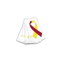 Small Red & Yellow Ribbon Awareness Decals - Decals for Virus Disease and Hepatitis C Awareness (25 Decals)