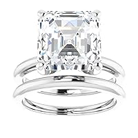 JEWELERYN 5 CT Asscher Cut VVS1 Colorless Moissanite Engagement Ring Set, Wedding/Bridal Ring Set, Sterling Silver Vintage Antique Anniversary Promise Ring Sets Gifts for Wife