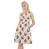 CowCow Womens Mushrooms Alice Wonderland Rabbit Queen Heart Pattern Knee Length Skater Dress with Pockets, XS-5XL
