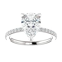 Shree Diamond 3 CT Pear Cut Colorless Moissanite Engagement Ring Wedding/Bridal Rings, Diamond Ring, Anniversary Solitaire Halo Accented Promise Vintage Antique Gold Silver Rings Gift
