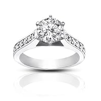 1.25 ct Ladies Round Cut Diamond Engagement Accented Ring in 14 kt White Gold