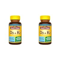 Nature Made Vitamin D3 K2, 5000 IU (125 mcg) Vitamin D, Dietary Supplement for Bone, Teeth, Muscle and Immune Health Support, 30 Softgels, 30 Day Supply (Pack of 2)