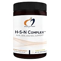 Designs for Health H-S-N Complex Skin + Joint Support Powder - Hair Skin + Nails Supplement with Collagen Peptides, Biotin, Glucosamine - Easy Mix-in + Natural Lemon Flavor (30 Servings / 360g)