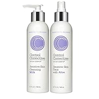 Control Corrective Sensitive Skin Cleansing Milk & Sensitive Skin Tonic with Aloe - Calms Overstimulated or Red Skin Types