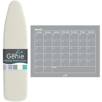 HOME GENIE Ironing Board Cover and Magnetic Monthly Planning Board, Ironing Board Cover Size 15x54 Linen, Full Size Scorch Resistant Padding, Planning Board Size 16x12 in White, 2 Item Bundle