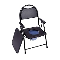 Free Standing Foldable Stacking Commode Chair with Padded Back, Detachable Arm Supports and Padded Over Seat Fully Assembled