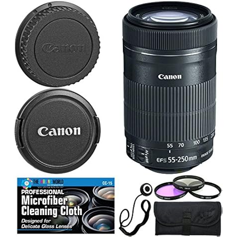 Canon EF-S 55-250mm f/4-5.6 is STM Zoom Lens for Canon EOS 7D, 60D, EOS Rebel SL1, T1i, T2i, T3, T3i, T4i, T5i, XS, XSi, XT, XTi Digital SLR Cameras with Accessories Bundle