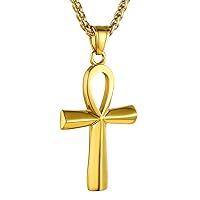 GOLDCHIC JEWELRY Eye of Horus Necklace,Ankh Cross Necklace,Accept Engraved Service, Metal