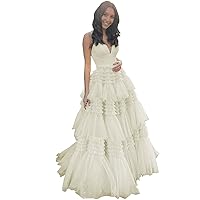 Tulle Prom Dresses Sexy A-line Tiered Ruffle Party Ruched Spaghetti Straps Evening Ball Gown