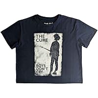 The Cure Crop Top T Shirt Boys Dont Cry Band Logo Official Womens Navy