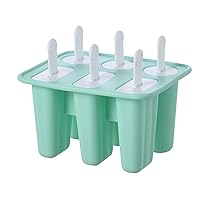 Ice Shapes Ice Cream At The Stalk Silicone, 6 Cells Ice Cream On The Stalk Forms Bpa Free For Children, Adults And Baby Yogurt (Color : Grün)