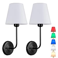 Wall Sconce Battery Operated Wall Lights Set of 2，with Dimmable Battery Powered Bulb Non Hardwired Easy to Install，for Bedroom Farmhouse Bedside Reading Light (Color : Black)