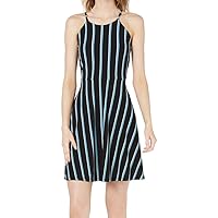 Bar III Women's Striped Halter Fit & Flare Dress (Walnut Solid, X-Large)