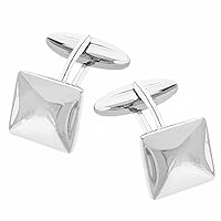 18 Carat White Gold Cufflinks with Rounded Edge for Men