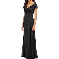 Chiffon Mother of The Bride Dresses for Wedding Lace Appliques Cap Sleeve Formal Evening Party Prom Gown