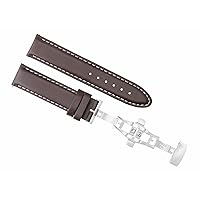 Ewatchparts 22MM LEATHER STRAP SMOOTH BAND DEPLOYMENT CLASP COMPATIBLE WITH BREITLING AVENGER D/BROWN WS