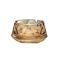 Glass Ashtray, Home Ashtrays for Cigarettes, Outdoor Ashtray for Weed, Cigar Cool Ashtrays Fashion Ashtray,Home Office Tabletop Decoration Craft- Amber