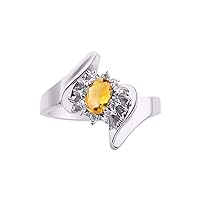 Rylos Floral Designer Ring with 6X4MM Oval Gemstone & Sparkling Diamonds in Sterling Silver- Birthstone Jewelry for Women - Available in Sizes 5 to 10 Embrace Elegance!