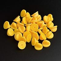 30pcs/Set 9 Color Metal Rubber Pin Back Tray Base Back Brooch Badges Accessories Claspa for DIY Jewelry Making - (Color: Yellow)