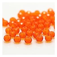 50pcs Transparent Colorful Acrylic Faceted Loose Beads Crystal Spacer Beads for DIY Craft Jewelry Making, Orange
