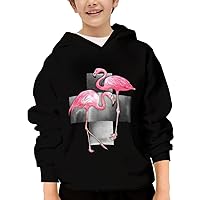 Team Flamingos Unisex Youth Hooded Sweatshirt Cute Kids Hoodies Pullover for Teens