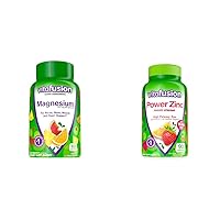 Vitafusion Magnesium Gummy Supplement, 60ct & Power Zinc Gummy Vitamins, Strawberry Tangerine Flavored Immune Support (1), 90 Count