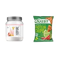 Isopure Clear Whey Isolate Protein Powder Infusions Tropical Punch 16 Servings & Quest Chili Lime Protein Chips Pack of 12