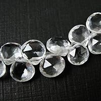 AAA Quality Crystal Quartz Faceted Heart Shape briolettes Beads, Quartz Loose Gemstone, Crystal Stone Necklace Jewelry 4mm 6 Inch Long Inch Strand Code-HIGH-61086