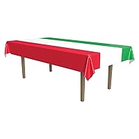 Beistle International Tablecover, 54” x 108” – Plastic Table Cloth, Rectangular Tablecloth, Italian Decorations, Mexican Tablecloth, Cinco De Mayo Decorations, Red/White/Green