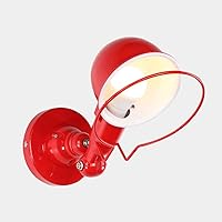 Wmdtr American Creative Wall Lamp, Loft Personality Retro Industrial Wall Lights, Black Metal Wrought Sconces for Bedroom Bedside Bar Library Aisle Corridor Kitchen Coffee (Color : Red)
