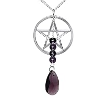 Purple Wicca Pentacle Necklace 100% Stainless Steel With Amethyst Like Cubic Zirconia Gothic Wicca Pentacle Jewelry Witch Tears Witch Necklace Pentagram